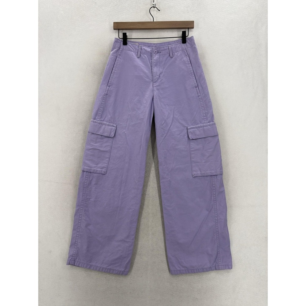 Levi's Premium Cargo Pants Womens 25 Purple Wide Leg Utility Twill Pockets Y2K